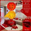 Red Xi Character Lanterns: Wedding Photo Props & Room Decorations