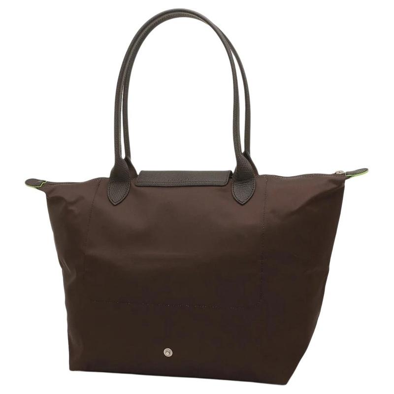 Longchamp Le Pliage Green borsa a sacchetto con finiture argentate in nylon borsa a tracolla portatile da donna colore moka 1899919002