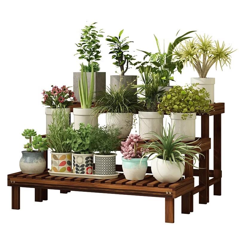 Anti-Corrosion Wooden Stool Flower Stand