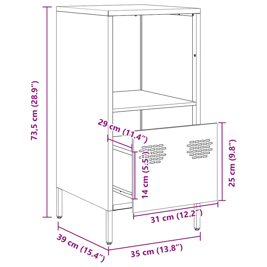 Sideboard Pink 35 x 39 x 73.5 cm Cold Rolled Steel