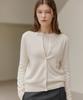 JE NE SAIS QUOI [100% Cashmere] Signature Crew Neck Cashmere Cardigan_ Ivory
