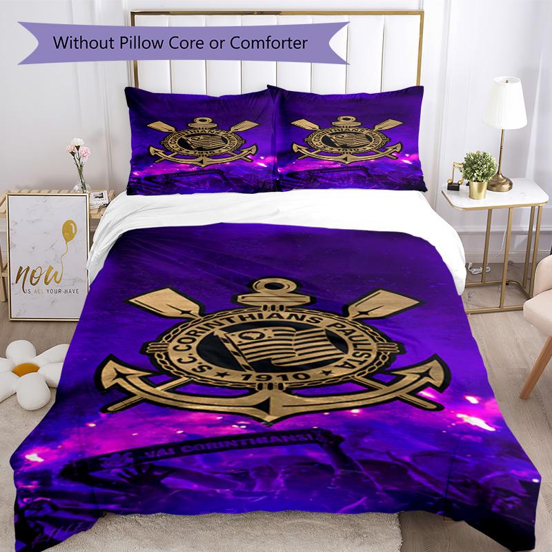 Sport Club Football Crest Printed Pattern Duvet Cover Set – Includes 1 Duvet Cover and 2 Matching Pillowcases Bedroom Decor Christmas Gifts