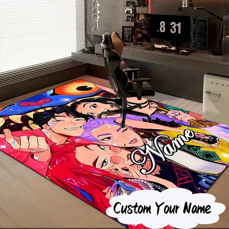 Custom Name KPop Demon Carpet, Chair Rug,Area Rug for Office Bedroom living rooms bedroom, Doormat decor Christmas fan gifts