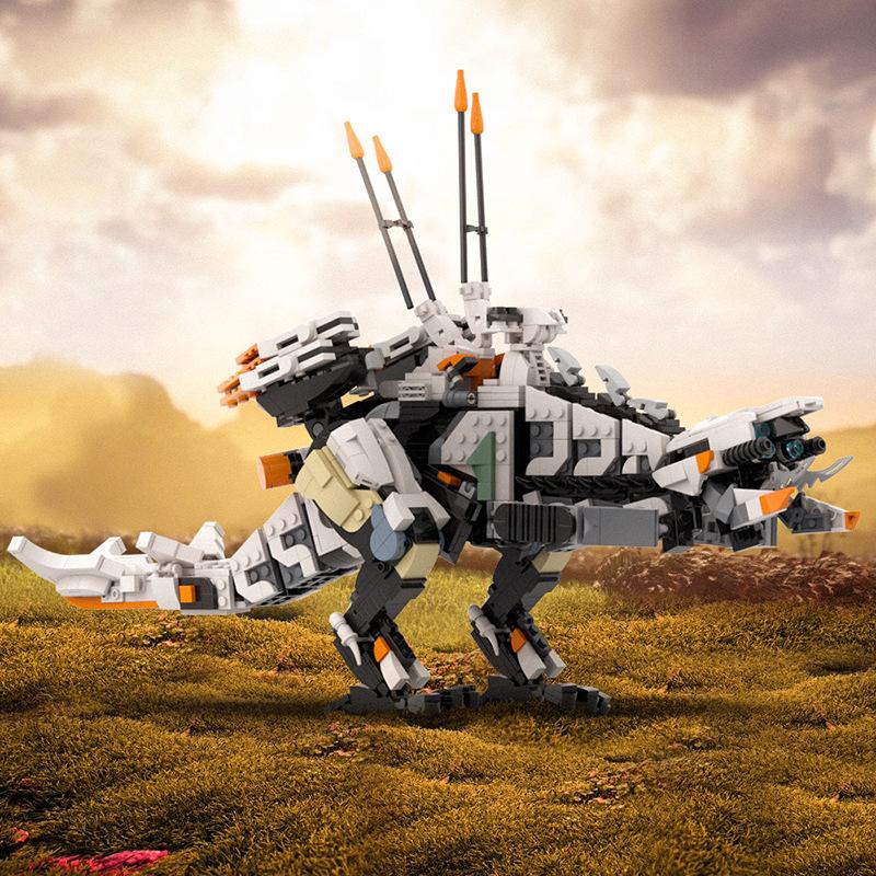 MOC Mechanical Forbidden West Thunderjaw Builiding Blocks Sets Game Horizon Thunder Monster Bricks Toys Children Birthday Gifts