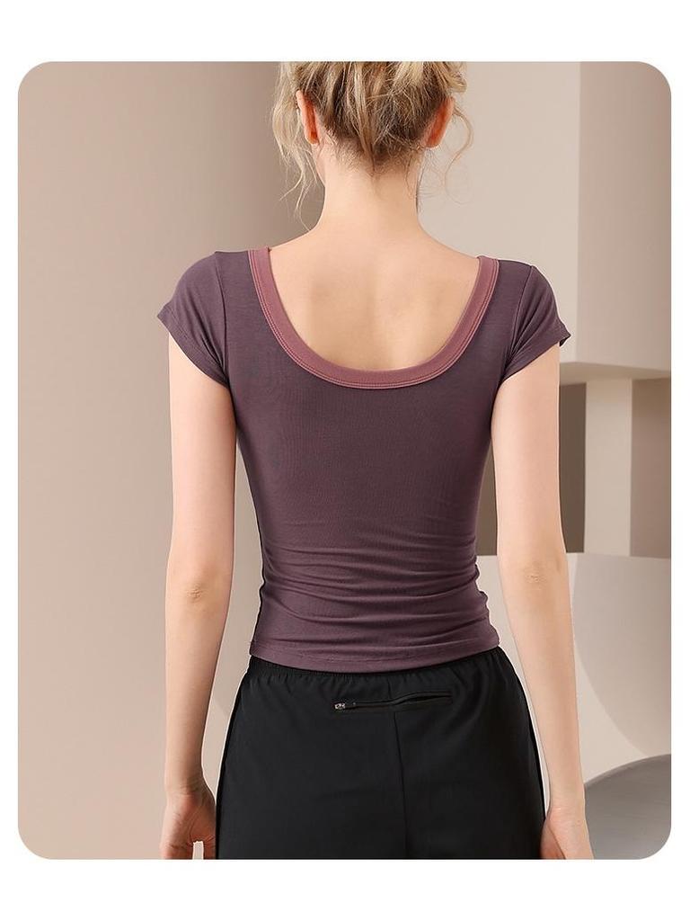 Elastic Cross-Border Yoga Wear: Soft, Thin, Short-Sleeve Sports Pilates T-Shirt, Tight-Fitting Running Top