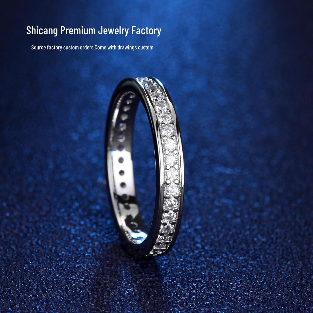925 Silver Cupronickel-Plated Light Luxury Diamond Ring, Stackable, Versatile, Japanese-Korean Style Women's Fashion Finger Ring.