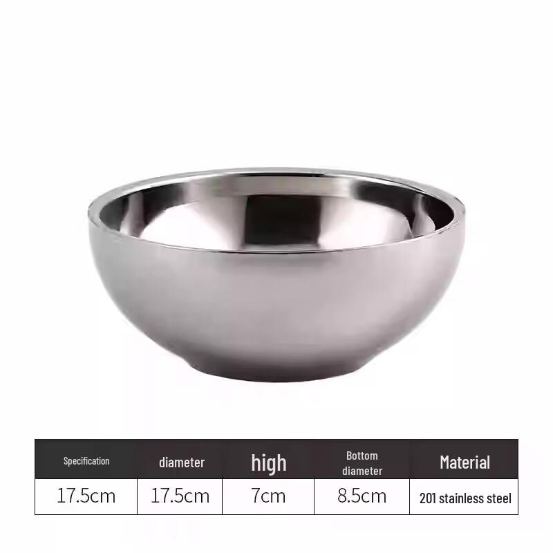 Wutuo 20cm Double-Layer Insulated Stainless Steel Bowl - 5 Pack