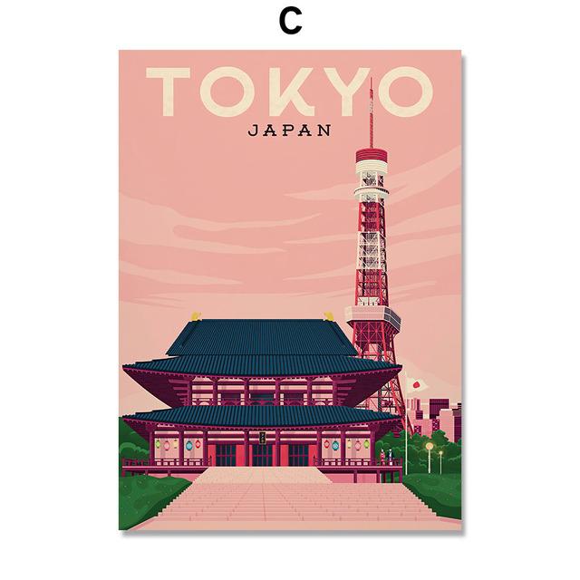 World Famous Landmark Building Illustration Nordic Art Wall Posters And Prints Canvas Painting Pictures For Living Room Decor