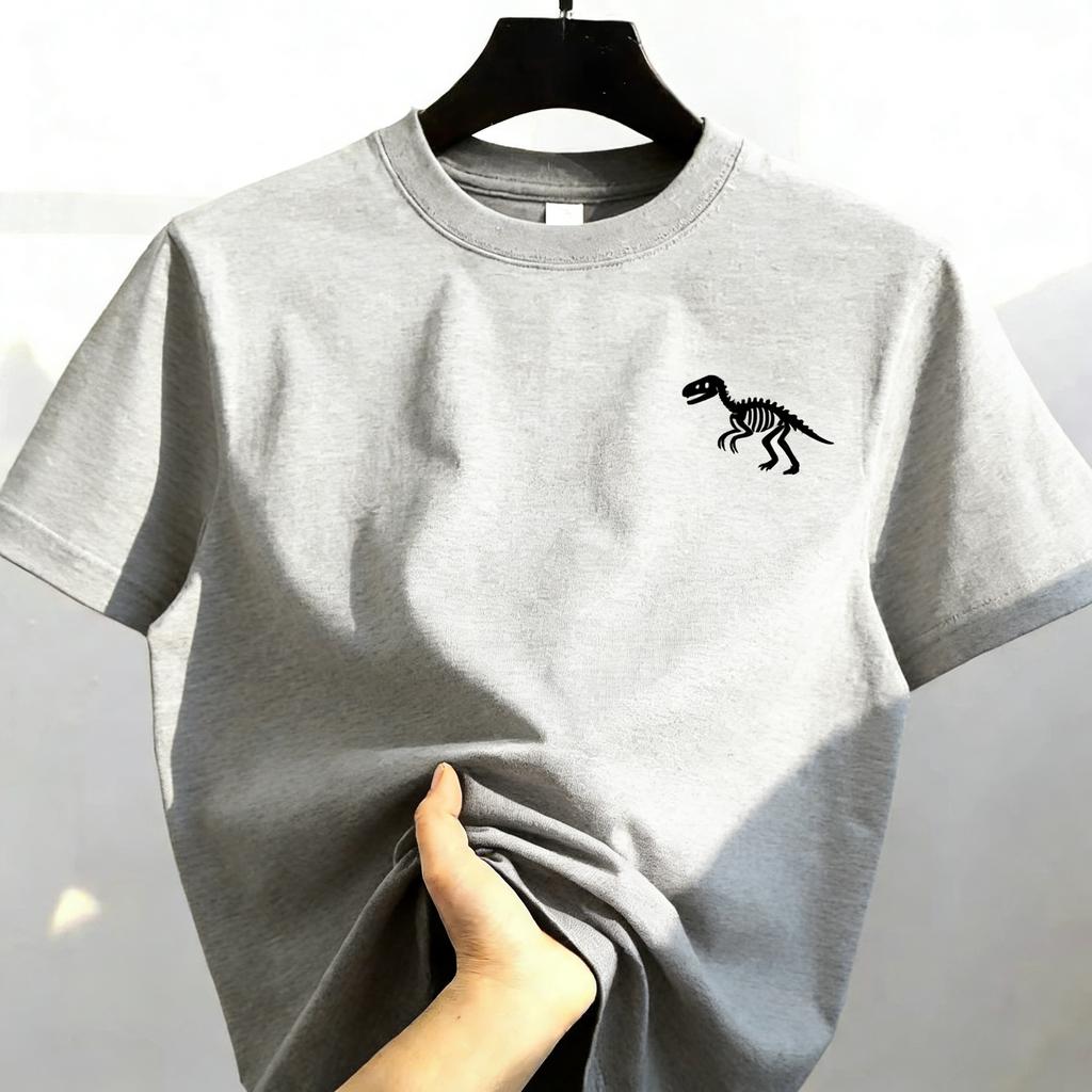 Summer Fashion Loose and Casual Sporty Style Y2K Mens Tshirt Interesting Little Dinosaur Highquality Pure Cotton Top