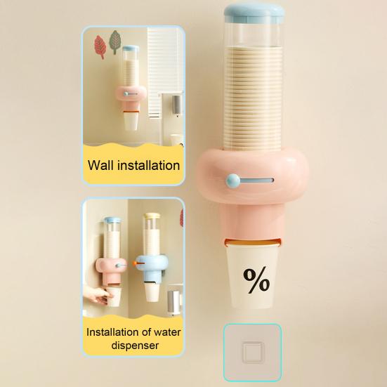 Paper Cup Holder Dust-Proof Transparent Cover Large Capacity Dispenser with Disposal Cups Portable Paper Cup Storage Container