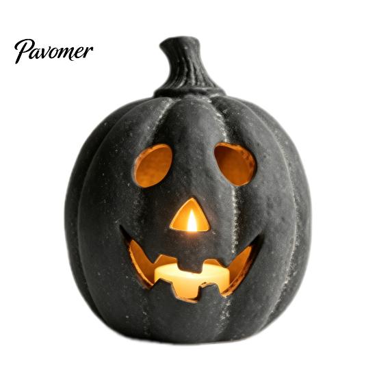 Glow in the Dark Pompoen voor Kinderen Halloween Kaarsenhouder, Hars Lantaarn Theelicht Houder met Attente Geschenken Uitgesneden Gezicht Herfst Boerderij Tafel Schoorsteenmantel