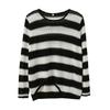 ins trendy cool striped sweater women's autumn new fat mm wool versatile loose top 333088
