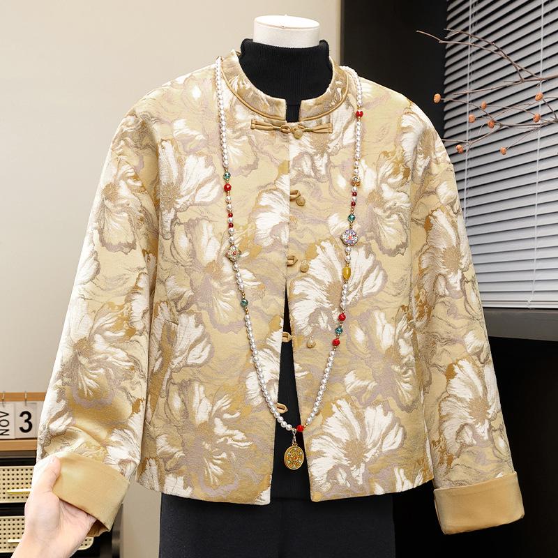 

2026 New Style Jacquard Spring Jacket for Mother s Day - Chinese Frog Button Top for Middle-aged & Elderly Women 5XL (150-165 jin)