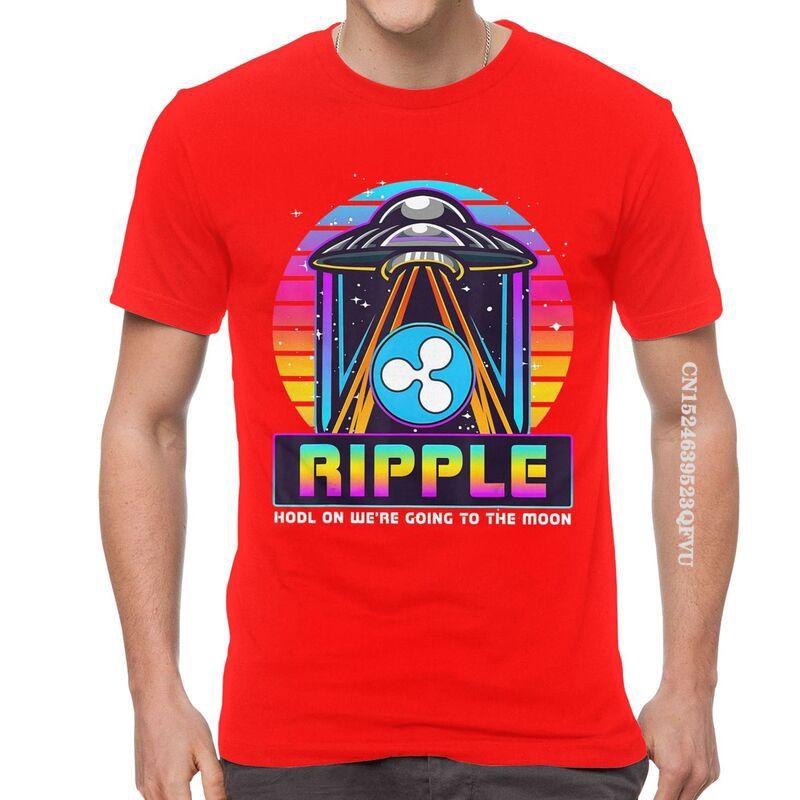 Mens Ripple XRP HODL On We Are Going To The Moon T Shirts Vaporwave Bitcoin Tshirt Hip Hop T Shirt Cotton Oversized Tee Tops