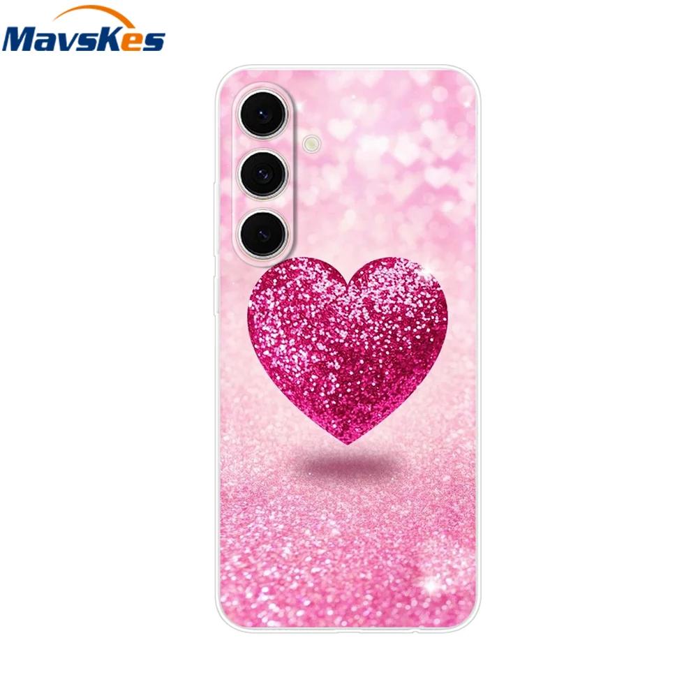 For Samsung S24 FE Case Stylish Flowers Painted Cover Clear Silicone Phone Case for Samsung Galaxy S24 S24FE Soft Shell Fundas
