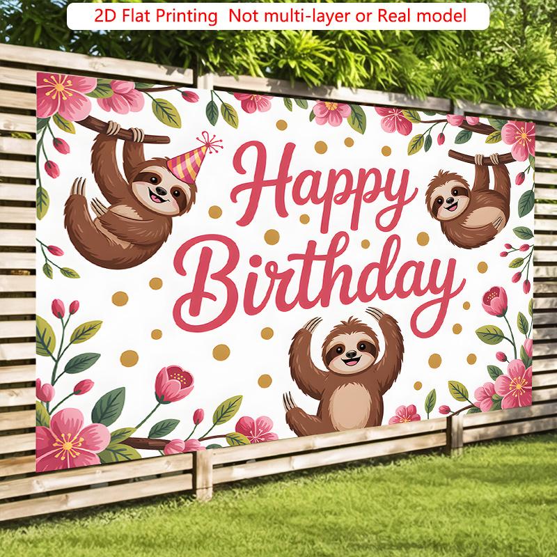 Party Backdrop Flat Cute Sloth Spanish Hanging Cutouts Backgrounds Event Backdrop Decoration Birthday Party Decor