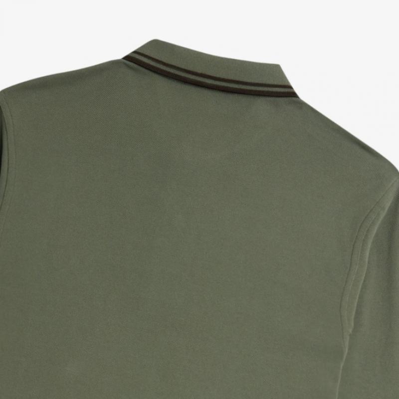 Fred Perry Long Sleeve Twin Tip Fred Perry Shirt Laurelis Green Night Green Afpm2433636 W49