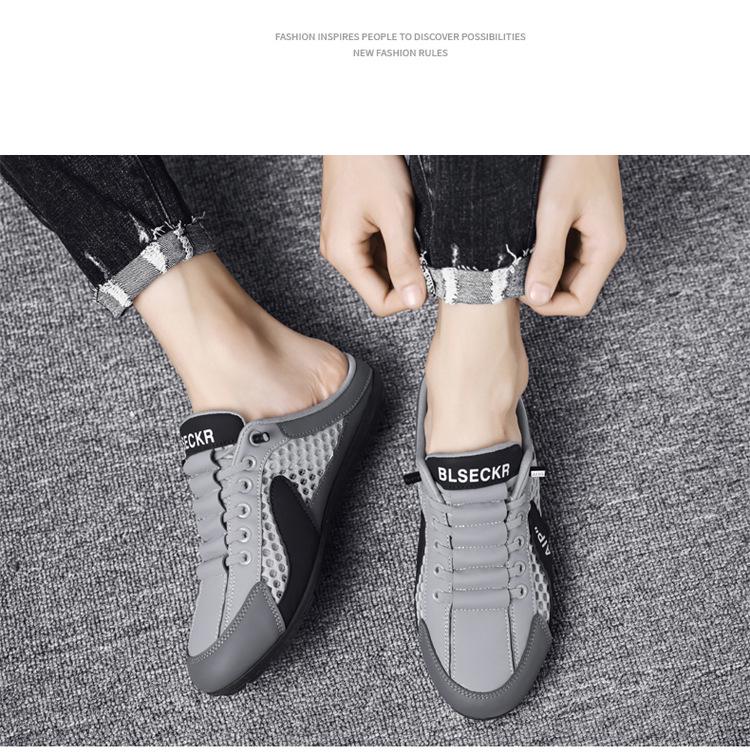 Cross-Border Men's Plus Size 2024 Summer Baotou Cool Slippers: Casual, Breathable Beach Mesh Shoes