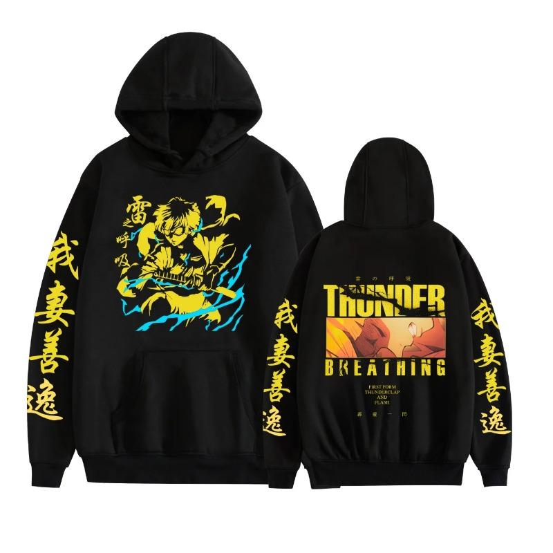 Fosskos Rengoku Kyoujurou Autumn Hoodie Sweatshirt Cosplay Costume Sweater Pullover Nezuko Hooded Unisex Anime