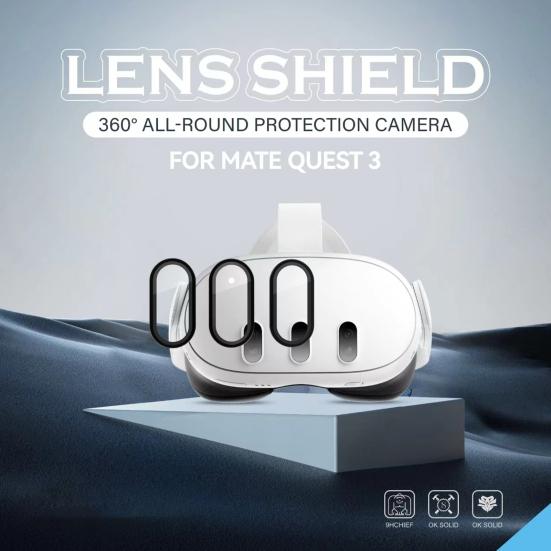 Camera Lens Protector Thin 9H Tempered Glass Anti-Scratch 360-Degree Full Coverage Camera Screen Protector Cover for Meta Quest 3