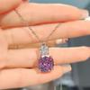 Pink Diamond Necklace with Purple Pendant, Stud Earrings, Ring, and Coloured Gemstone Set for Women