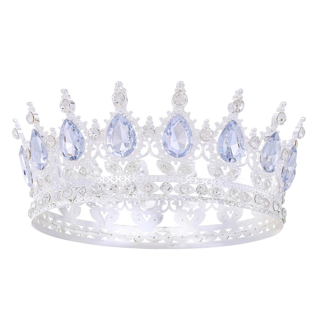 Baroque Round Crown Headwear European Style Bride's Wedding Dress Birthday and Coming of Age Gift Round Alloy Crown Hair Accessory