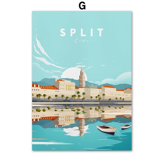 World Famous City Landscape Illustration Wall Art Canvas Painting Nordic Posters And Prints Wall Pictures For Living Room Decor