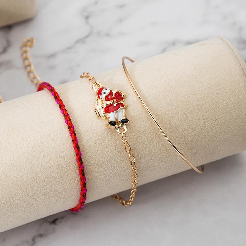 Christmas Gift Bracelet, Multi-Layered Santa Wreath Snowman Sleigh Bracelet Bracelet