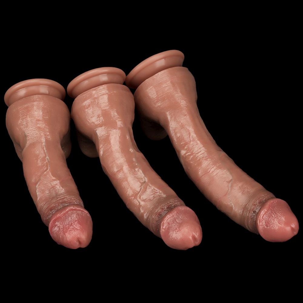 Flytende silikon Simulering Dildo Sexleketøy Kvinners Masturbator Strap on Cock Fisting Realistisk Penis Big Pick