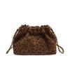 Leopard print bag women's 2025 new trendy niche super fire commuter shoulder bag suede chain crossbody bucket bag