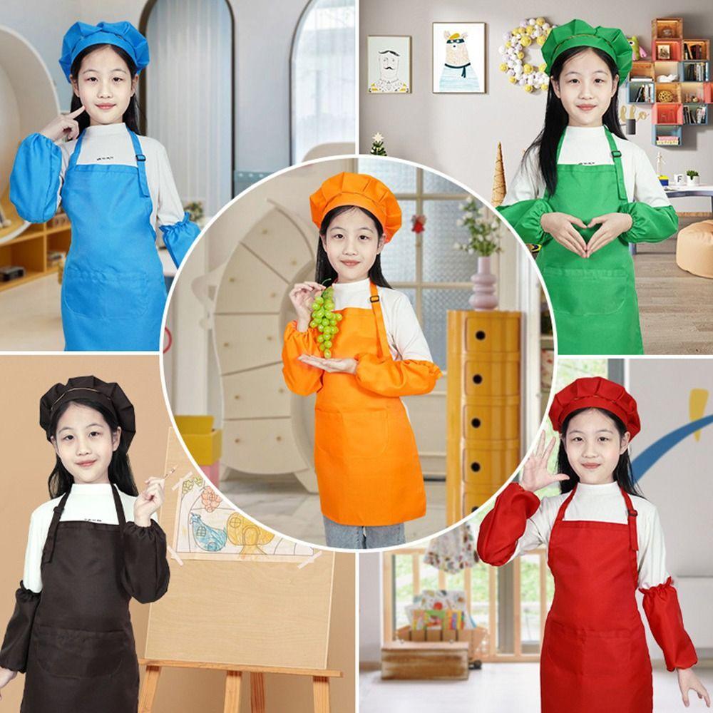 Polyester Children Painting Apron Easy Clean Kitchen Apron Sleeveless Apron  for 6-8 Years Old