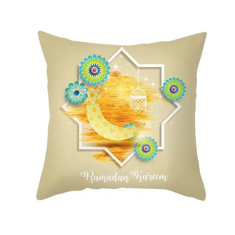 45x45 Cm Eid Mubarak Print Cushion Cover Home Living Room Sofa Decoration Square Pillow Cover