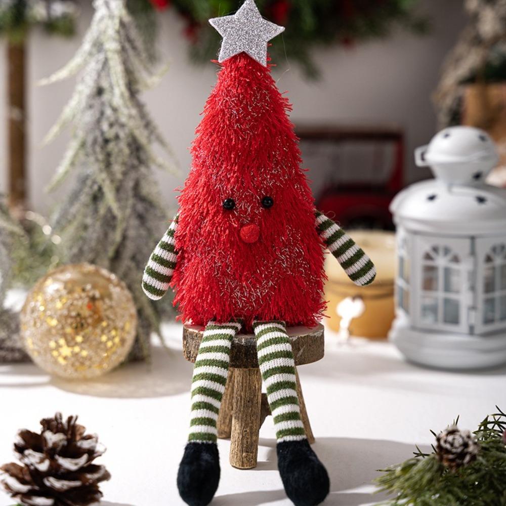 LED Night Lights Fluffy Christmas Tree Creative Design 3D Shape Christmas Tree Ornament Fluffy Texture Glowing Effect