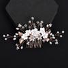 Europe and America Cross Border White Polymer Clay Flowers Metal Iron Plate Leaves Hair Comb Bridal Accessories