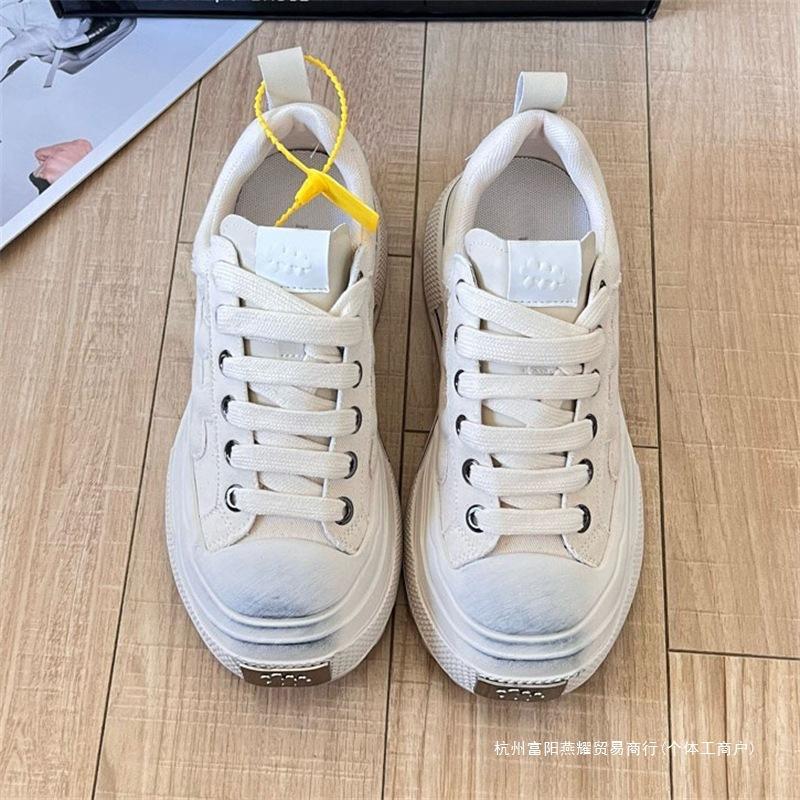 SHOOTBRAND Wang Hedi Black Canvas Shoes 2024 New Platform Casual Couple Small Dirty Shoes