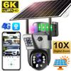 Solar Camera 4G Sim Card Outdoor Surveillance 6K Three Lens 10 Digital Zoom Wireless Cctv PTZ IP66 Security Solar Powered Cam