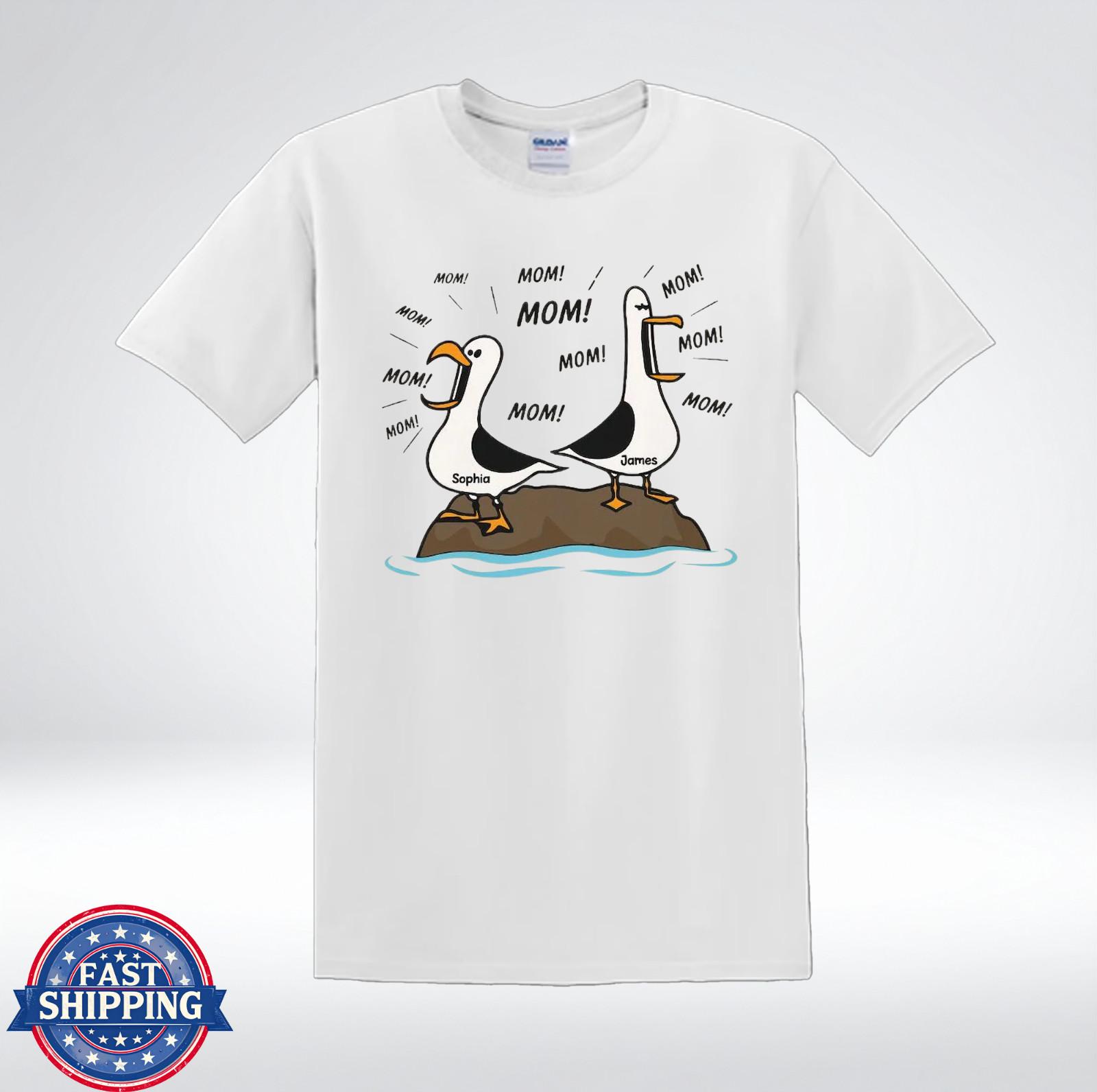 Funny Seagull Mom Shirt Mom Mom Mom Bird Humor Gift T-Shirt M