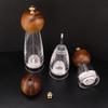 Salt Pepper Grinder Wooden Shakers with Adjustable Ceramic Core Transparent Acrylic Manual Salt and Pepper Mill