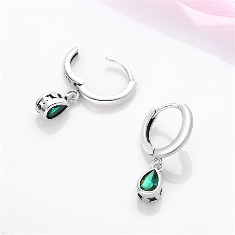Generation S9 Sterling Silver Earrings, Simple Niche High-End Green Water Drop Earrings