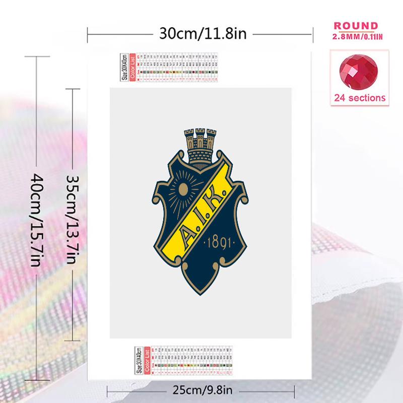 AIK Fotboll 100% Round Full Drill 5D DIY Diamond Painting Embroidery Cross Stitch Rhinestone Décor