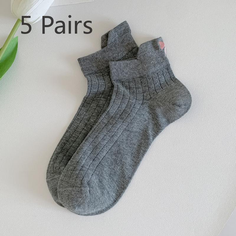 5 Pairs of Women's Summer Thin Bow Lovely Mesh Breathable Short Socks