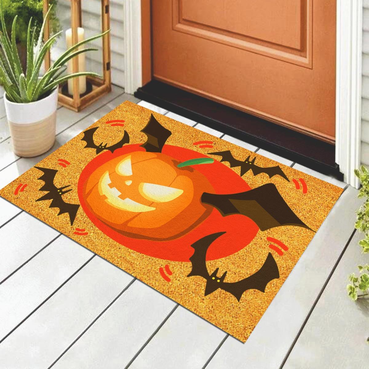 

Halloween Jack Pumpkin Carpet Party Living Room Sofa Bedroom Bedside Study Entrance Door Rug Non-slip Cartoon Child Decor Mat 40x60cm