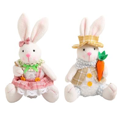 Easter Rabbit Decorations Handmade Easter Rabbit Ornament Plush Easter Doll Toy for Holiday Table Home Decorations