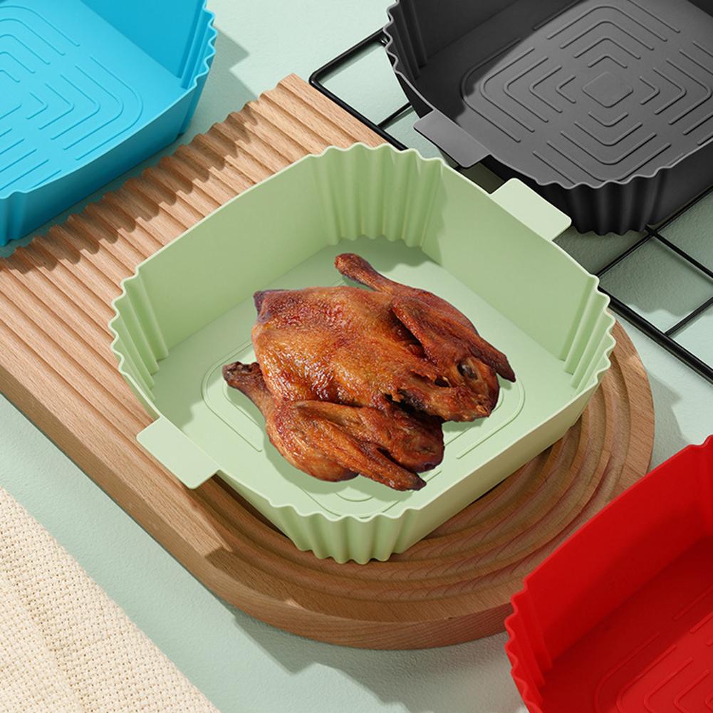 Silicone Air Fryers Oven Baking Tray Temperature Resistant Square Nonstick Pans Non-stick Disk Replacement Grill Pan Accessories
