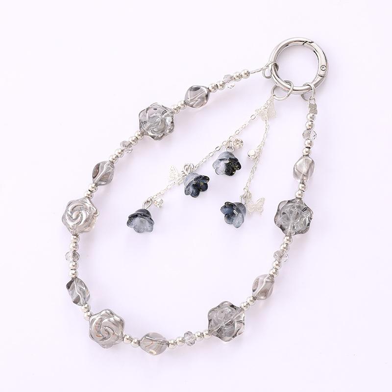 New Gradient Trumpet Flower Pendant Short Phone Chain Women's Bag Charm Keychain Pendant