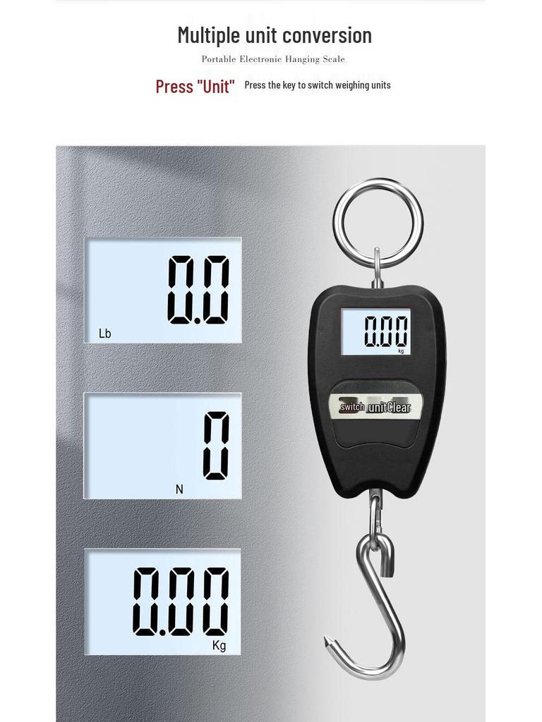 Portable Electronic Hanging Scale 200kg: Handheld Hook and Hoist Scale for Express Use