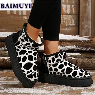 Flats Fur Warm Shoes Women Platform Ankle Snow Boots 2025 Winter Trend Woman Plush Casual Cotton Slippers Non-Slip Botas Mujer