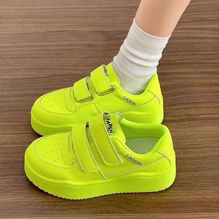 Korean Version of Versatile Velcro 2025 New Summer and Autumn Popular Thick-soled Muffin Casual Spring and Autumn Little White Board Shoes Women's Sh