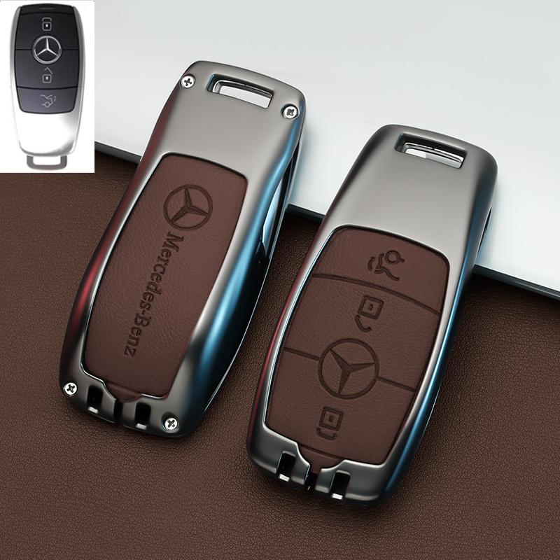 SFX1 Zinc Alloy+Leather Car Key Case Cover for Mercedes Benz 2021 C /S Class W223 W206 S350L S400L S450L S500L Protector
