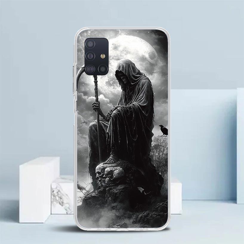 Death Grim Reaper Skull Scythe Soft Cover for Samsung Galaxy A12 A22 A32 A52 A72 A02S Phone Case Note 20 Ultra 10 S10 Plus A51 A